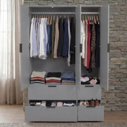 Lassic Vida Designs Trega 3 Door Wardrobe With 4 Drawer Storage Bedroom Cabinet Freestanding Furniture (H)170 X (W)108 X (D)54 Cm, Grey - thumbnail 6