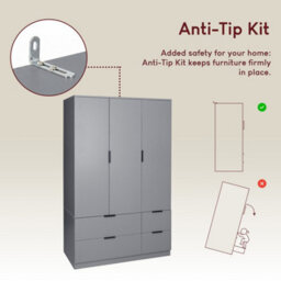 Lassic Vida Designs Trega 3 Door Wardrobe With 4 Drawer Storage Bedroom Cabinet Freestanding Furniture (H)170 X (W)108 X (D)54 Cm, Grey - thumbnail 9
