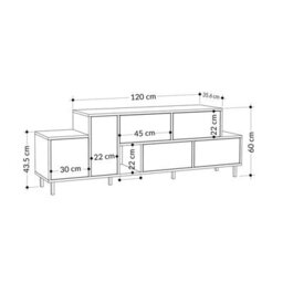 "Decortie Hermes Modern Tv Unit Multimedia Centre Large Storage 52"" Tvs Cabinet Dark Coffee Gold Marble Effect 171.2Cm" - thumbnail 3