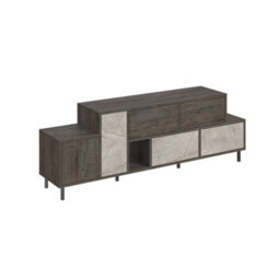 "Decortie Hermes Modern Tv Unit Multimedia Centre Large Storage 52"" Tvs Cabinet Dark Coffee Gold Marble Effect 171.2Cm" - thumbnail 2