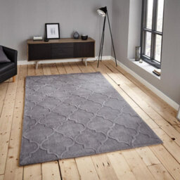 Silver Geometric Handmade Modern Rug Easy To Clean For Living Room And Bedroom-120Cm X 170Cm - thumbnail 1