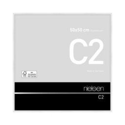 Nielsen C2 Polished White Aluminium Picture Frame 50X50Cm - With Float Glass And Push/turn Clips