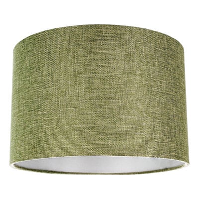Happy Homewares Contemporary Olive Green Plain Linen Fabric 14 Drum Lamp Shade 60W Maximum - image 1