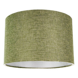 Happy Homewares Contemporary Olive Green Plain Linen Fabric 14 Drum Lamp Shade 60W Maximum