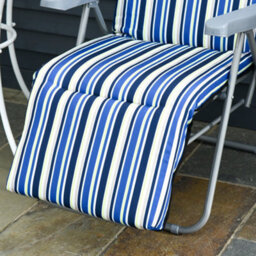Outsunny Set Of 2 Adjustable Sun Lounger Recliner Reclining Seat Blue And Cream - thumbnail 8