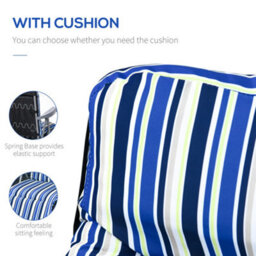 Outsunny Set Of 2 Adjustable Sun Lounger Recliner Reclining Seat Blue And Cream - thumbnail 4