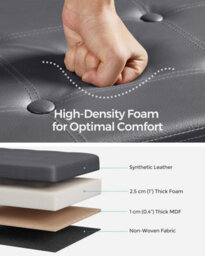 Songmics Ottoman, Storage Chest Box, Foldable Storage Bench, Footstool, Padded Seat, Synthetic Leather, Dark Grey - thumbnail 3