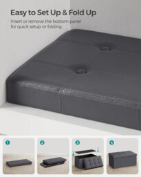 Songmics Ottoman, Storage Chest Box, Foldable Storage Bench, Footstool, Padded Seat, Synthetic Leather, Dark Grey - thumbnail 5