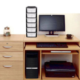 6 Drawer Small Mini Tower Unit Plastic Storage Organizer Room Home Office -Black