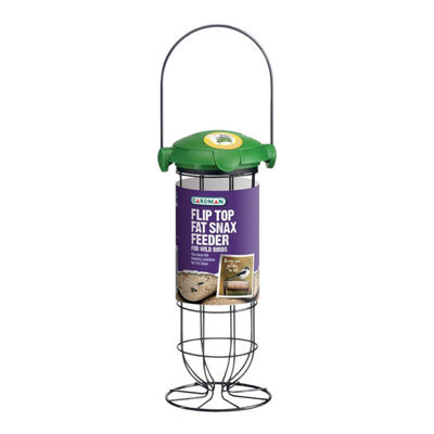 Gardman Flip Top Fat Snax Bird Feeder Green For Suet Fat Balls And High Energy Wild Garden Birds - image 1