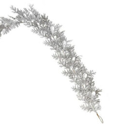 Samuel Alexander 1.8M Silver Glitter Cedar Leaf Garland Christmas Decoration - thumbnail 8