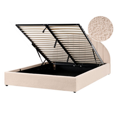 Beliani Ottoman Bed Chadenet Boucle Light Beige 140 X 200 Cm (Eu Double) - image 1