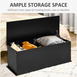 Wyld Haus Leretteo Black Large Storage Chest 113L With Flip-Top Lid And Safety Hinges - thumbnail 4