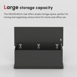 Wyld Haus Leretteo Black Large Storage Chest 113L With Flip-Top Lid And Safety Hinges - thumbnail 7