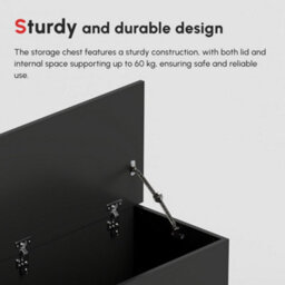Wyld Haus Leretteo Black Large Storage Chest 113L With Flip-Top Lid And Safety Hinges - thumbnail 8