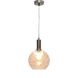 First Choice Lighting Barnum - Clear Dimple Glass Globe Satin Nickel Deco Pendant Fitting - thumbnail 2