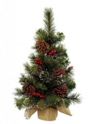 Kaemingk - Snowy Mini Tree Berries Pine Cones - 45Cm Green/white