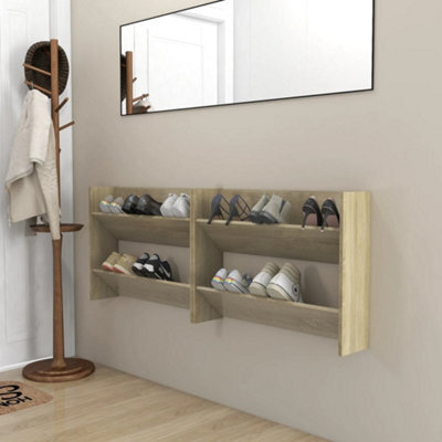 Berkfield Wall Shoe Cabinets 2 Pcs Sonoma Oak 80X18X60Cm Engineered Wood - image 1