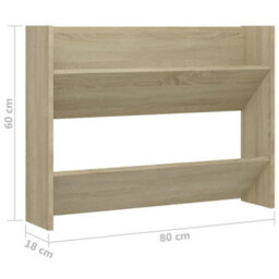 Berkfield Wall Shoe Cabinets 2 Pcs Sonoma Oak 80X18X60Cm Engineered Wood - thumbnail 8