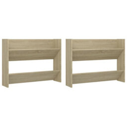 Berkfield Wall Shoe Cabinets 2 Pcs Sonoma Oak 80X18X60Cm Engineered Wood - thumbnail 2