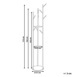 Beliani Gold Coat Stand With Marble Base And Shelves, Freestanding Industrial Hallway Rack, 175 Cm - thumbnail 4