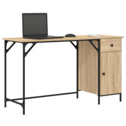 Berkfield Computer Desk Sonoma Oak 131X48X75 Cm Engineered Wood - thumbnail 3