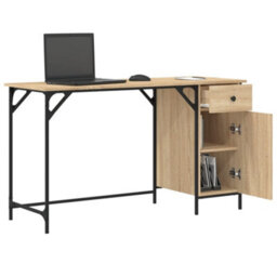 Berkfield Computer Desk Sonoma Oak 131X48X75 Cm Engineered Wood - thumbnail 4