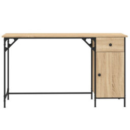 Berkfield Computer Desk Sonoma Oak 131X48X75 Cm Engineered Wood - thumbnail 5