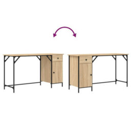Berkfield Computer Desk Sonoma Oak 131X48X75 Cm Engineered Wood - thumbnail 9