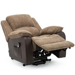 More4Homes Postana Single Motor Electric Rise Recliner Jumbo Cord Fabric Armchair Electric Lift Riser Chair (Brown) - thumbnail 3