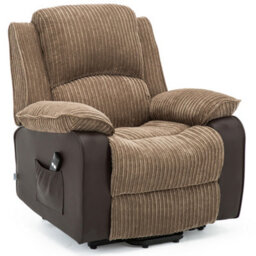 More4Homes Postana Single Motor Electric Rise Recliner Jumbo Cord Fabric Armchair Electric Lift Riser Chair (Brown) - thumbnail 2