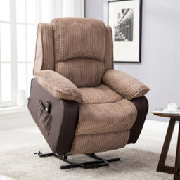 More4Homes Postana Single Motor Electric Rise Recliner Jumbo Cord Fabric Armchair Electric Lift Riser Chair (Brown)
