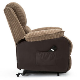 More4Homes Postana Single Motor Electric Rise Recliner Jumbo Cord Fabric Armchair Electric Lift Riser Chair (Brown) - thumbnail 5
