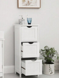 Vasagle Bathroom Storage Cabinet With 3 Drawers For Living Room, Dining Room And Kitchen, 30 X 32 X 81 Cm - thumbnail 1