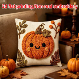 Amorly 2Pack Autumn Cushion Covers, Cute Smiling Pumpkin 2D Print Throw Pillowcases, No Pillow Insert, Farmhouse Home Decor For Sofa - thumbnail 6