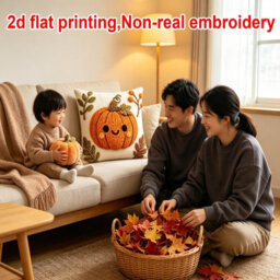 Amorly 2Pack Autumn Cushion Covers, Cute Smiling Pumpkin 2D Print Throw Pillowcases, No Pillow Insert, Farmhouse Home Decor For Sofa - thumbnail 5