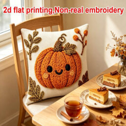 Amorly 2Pack Autumn Cushion Covers, Cute Smiling Pumpkin 2D Print Throw Pillowcases, No Pillow Insert, Farmhouse Home Decor For Sofa - thumbnail 4