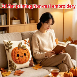 Amorly 2Pack Autumn Cushion Covers, Cute Smiling Pumpkin 2D Print Throw Pillowcases, No Pillow Insert, Farmhouse Home Decor For Sofa - thumbnail 8