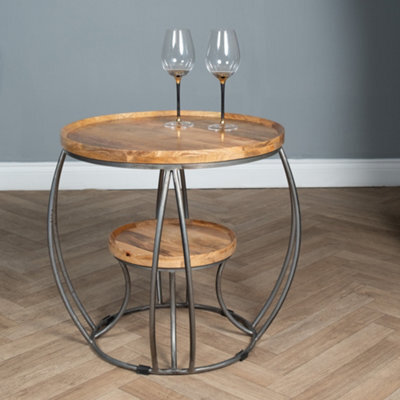 Elm Home And Garden Round Side End Lamp Table Light Oak Finish Solid Mango Wood Fully Assembled 55Cm High X 53Cm Wide X 53Cm Deep - image 1