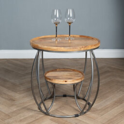 Elm Home And Garden Round Side End Lamp Table Light Oak Finish  Solid Mango Wood Fully Assembled 55Cm High X 53Cm Wide X 53Cm Deep - thumbnail 2