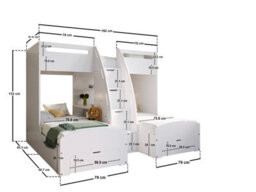 Flair Eddie Staircase Triple Bunk Bed With Storage White - thumbnail 6