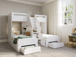 Flair Eddie Staircase Triple Bunk Bed With Storage White - thumbnail 2