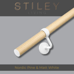 Stiley Living Nordic Pine/matt White Stair Handrail Kit 3.6M, Wall Mounted Banister Rail, 10Yr Guarantee - thumbnail 1