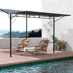 Outsunny 3 X 2.5M Patio Metal Gazebo Pergola Wall Mount Outdoor Shelter, Grey - thumbnail 7
