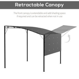 Outsunny 3 X 2.5M Patio Metal Gazebo Pergola Wall Mount Outdoor Shelter, Grey - thumbnail 4