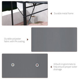 Outsunny 3 X 2.5M Patio Metal Gazebo Pergola Wall Mount Outdoor Shelter, Grey - thumbnail 6