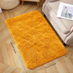 Aspire Homeware Non-Slip Ochre Shaggy Rug Soft Fluffy Washable Doormat, (L)80Cm X (W)50Cm - thumbnail 1