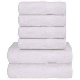 Berkfield 6 Piece Towel Set White 360 Gsm 100% Cotton