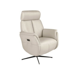 Angel Cerda Swivel Recliner Armchair In Pearl Grey Leather - thumbnail 1