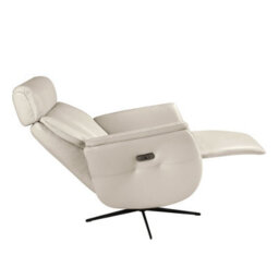 Angel Cerda Swivel Recliner Armchair In Pearl Grey Leather - thumbnail 7